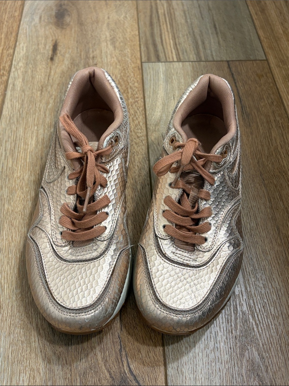 Nike Air Max 1 Bronze Snake Women's Sneakers Metallic Rose Gold